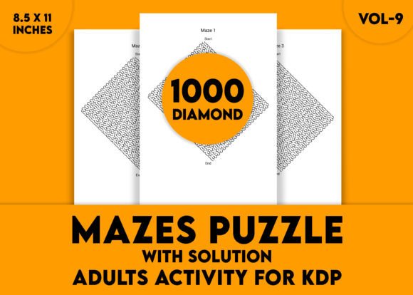 Adults Hard Diamond Mazes Puzzles Vol-9