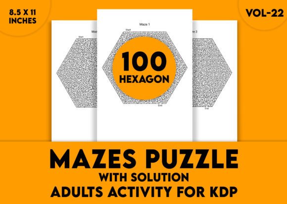 Adults Hard Hexagon Mazes Puzzles Vol-22