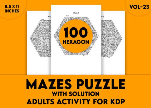 Adults Hard Hexagon Mazes Puzzles Vol-23