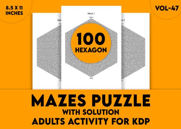 Adults Hard Hexagon Mazes Puzzles Vol-47