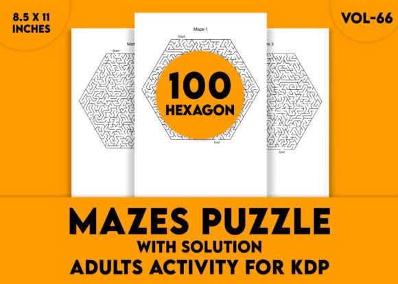 Adults Hard Hexagon Mazes Puzzles Vol-66: A Real Mental Workout on Paper