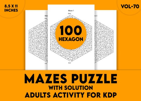 Adults Hard Hexagon Mazes Puzzles Vol-70