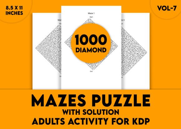 Hard Diamond Mazes Puzzles Vol-7 for Adults