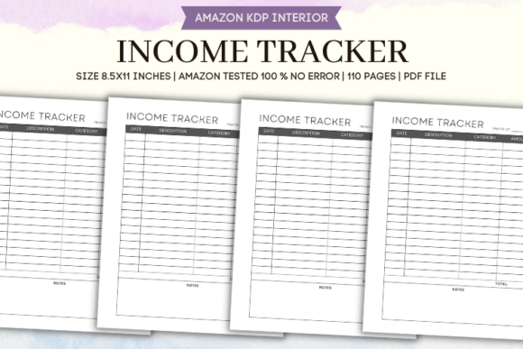 Income Tracker Journal Interior for KDP Publishing